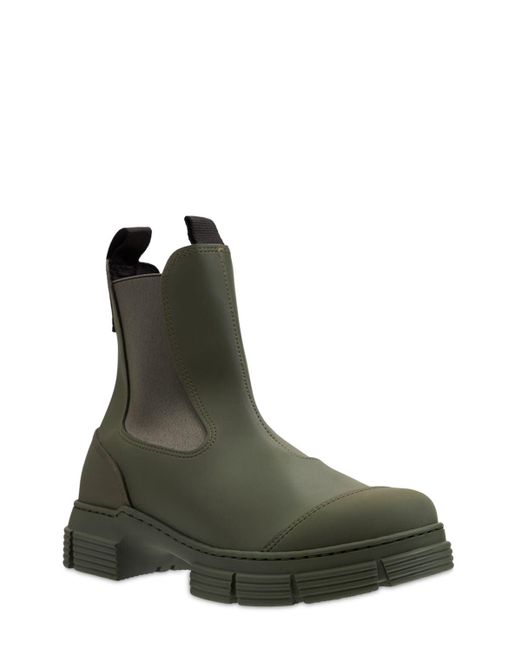 green ankle rain boots