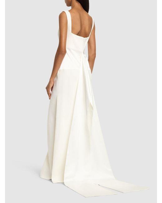 Galvan White Fiorentina Compact Crepe Long Dress