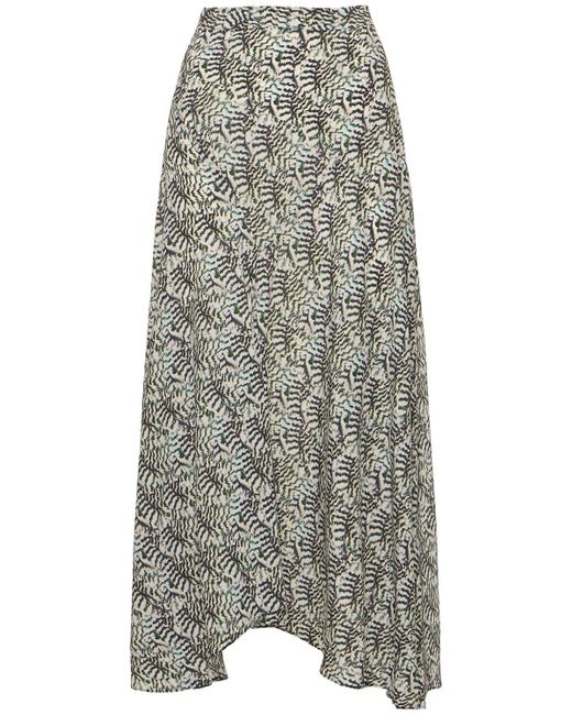 Isabel Marant Gray Sakura Printed Silk Midi Skirt