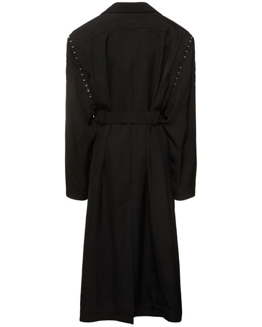 Mugler Black Oversize Belted Gabardine Coat