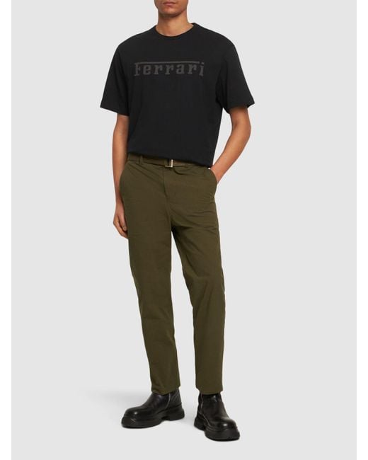 Ferrari Black Logo Oversize Cotton Jersey T-Shirt for men