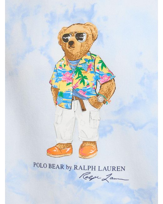 Felpa riviera beach bear con cappuccio di Polo Ralph Lauren in Blue da Uomo