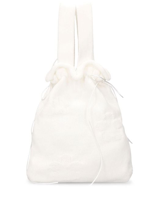 CECILIE BAHNSEN White Ute Knit Drawstring Bag
