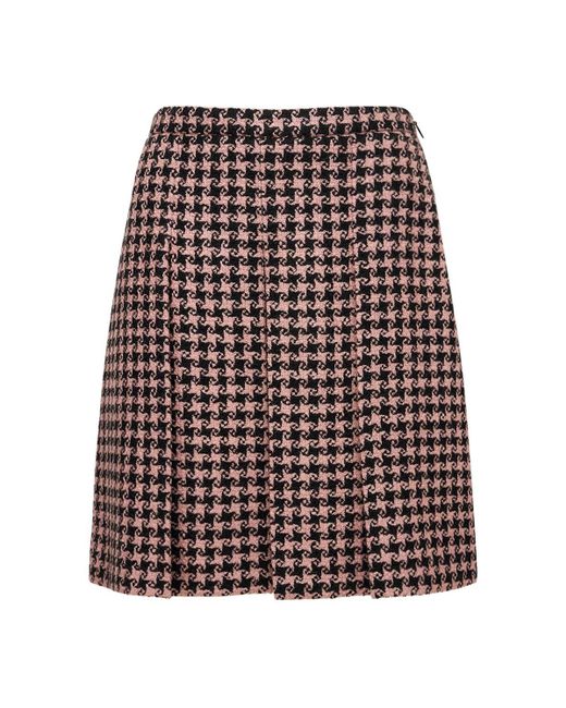 Gucci Wool Houndstooth Pleated Skirt in Black | Lyst Canada