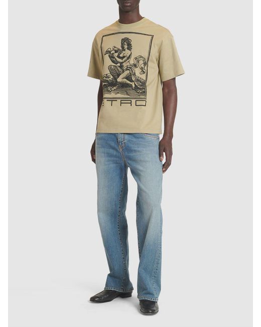 Camiseta de algodón con logo Etro de hombre de color Natural