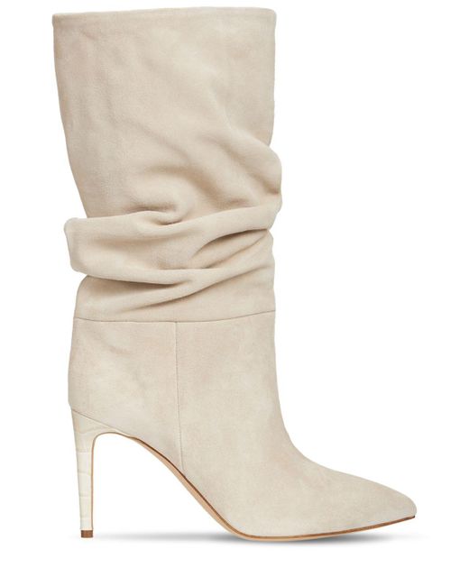 Paris Texas Natural 85Mm Slouchy Suede Boots