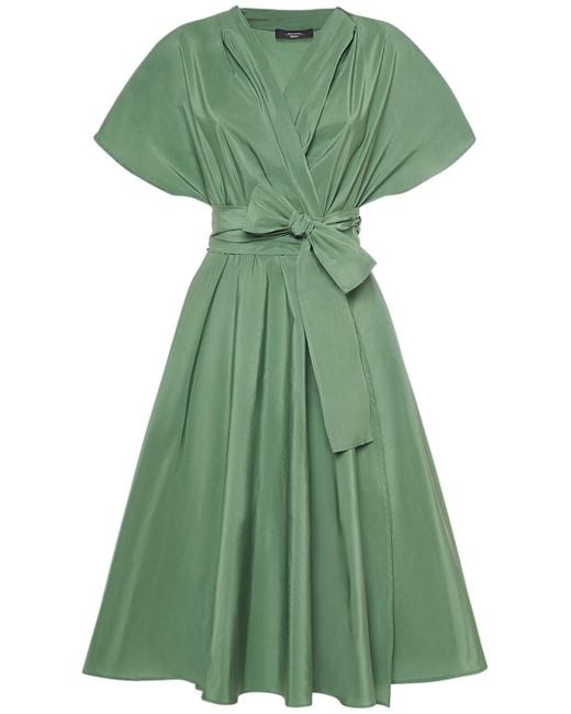 Weekend by Maxmara Green Giambo Belted Cotton Blend Midi Dress