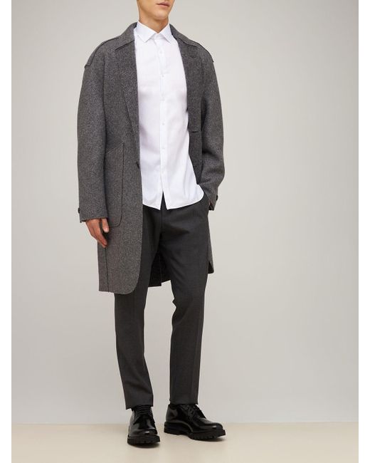 Ermenegildo Zegna Felted Cashmere & Wool Jersey Coat in Grey for Men | Lyst  Australia