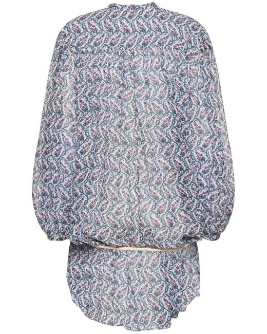 Vestido corto de algodón estampado Isabel Marant de color Gray