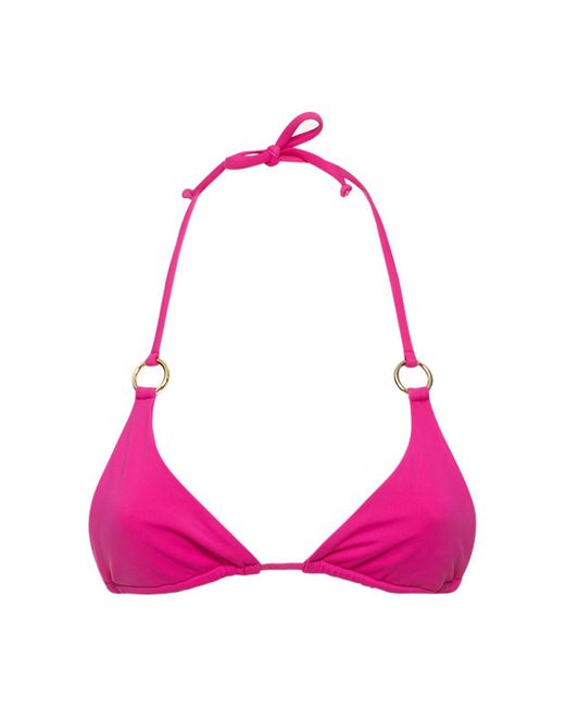 Louisa Ballou Pink Mini Ring Triangle Bikini Top