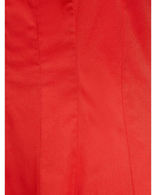 Vestito midi wells in misto cotone plissé di Staud in Red