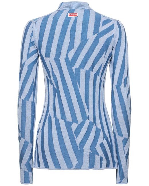 KENZO Blue Kenzo Dazzle Stripe Wool Blend Sweater
