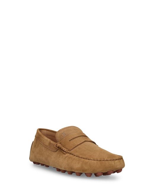 Tod's Brown Gommino Suede Loafers for men