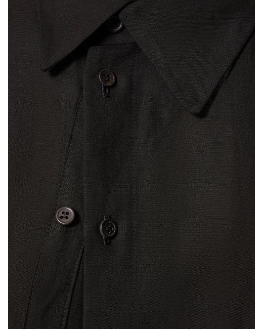 Yohji Yamamoto Black Gaberdine Asymmetric Buttoned Shirt