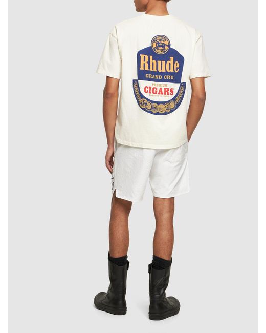 Camiseta de algodón Rhude de hombre de color White