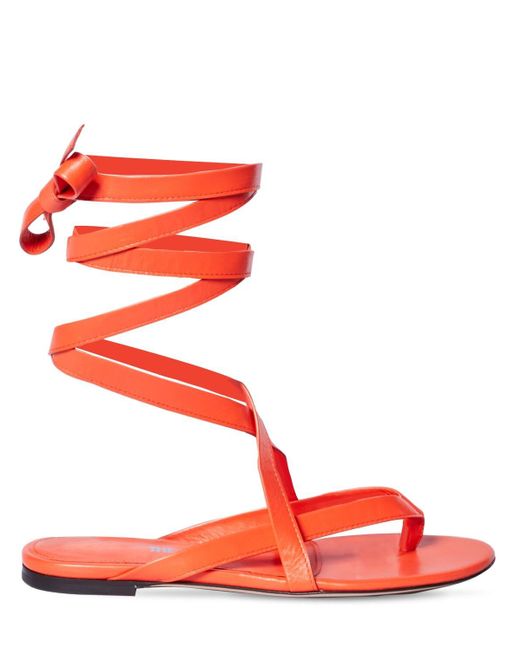 The Attico Red 10mm Beth Leather Lace-up Sandals