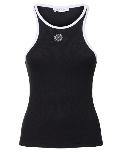 Sporty & Rich Black Ribbed Cotton Tank Top