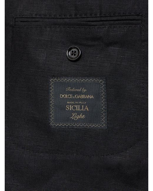 Hombre Blazer De Lino Dolce & Gabbana de hombre de color Black