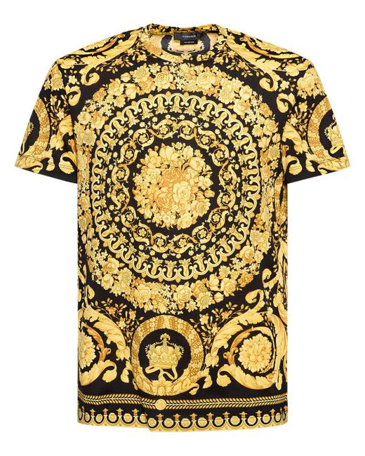 Versace Yellow Barocco Print Cotton Jersey T-shirt for men