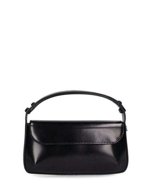 Courreges Black Sleek Leather Shoulder Bag