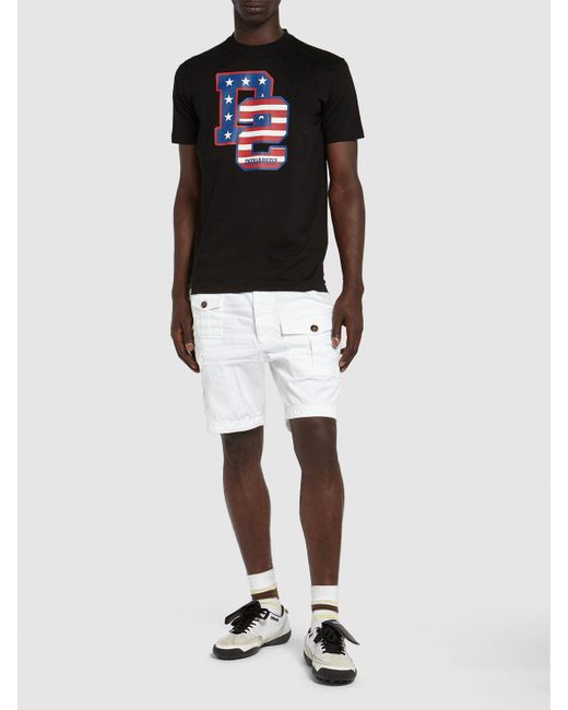 DSquared² White Sexy Cargo Stretch Cotton Shorts for men