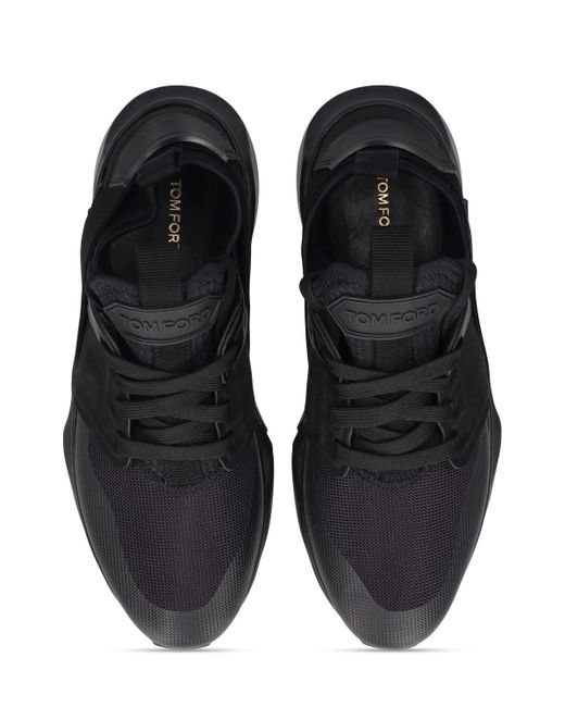 Tom Ford Black Alcantara Tech & Leather Low Sneakers for men
