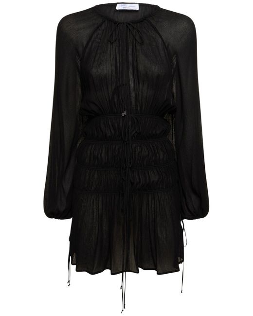Blumarine Black Gathered Viscose Jersey Mini Dress