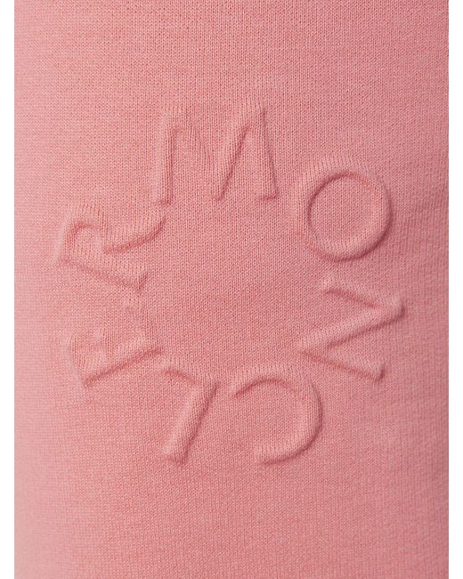 Pantaloni in felpa di cotone con logo di Moncler in Pink