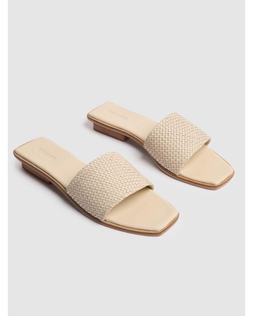 Sandalias planas de piel 10mm Bembien de color Natural