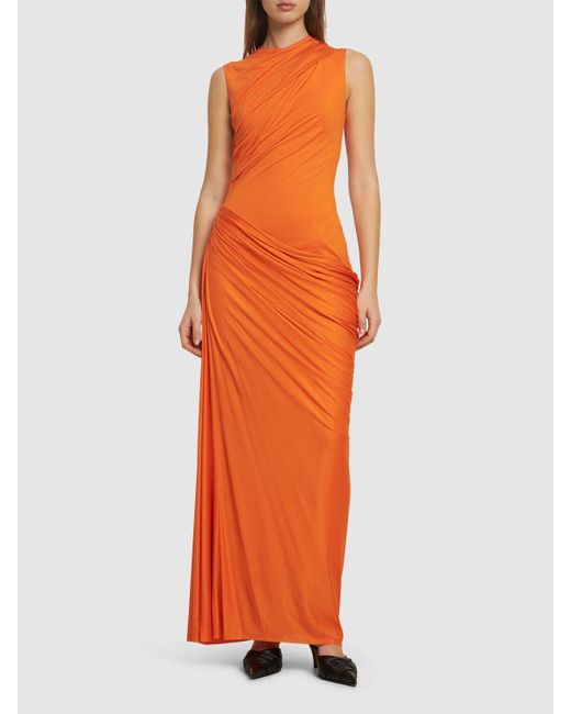 Alexander McQueen アシンメトリック ギャザードレス Orange