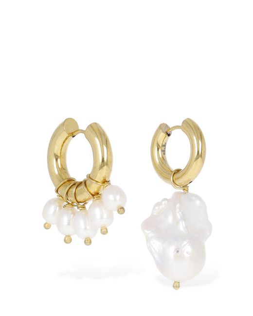 Timeless Pearly Metallic Mismatched Pearl Earrings