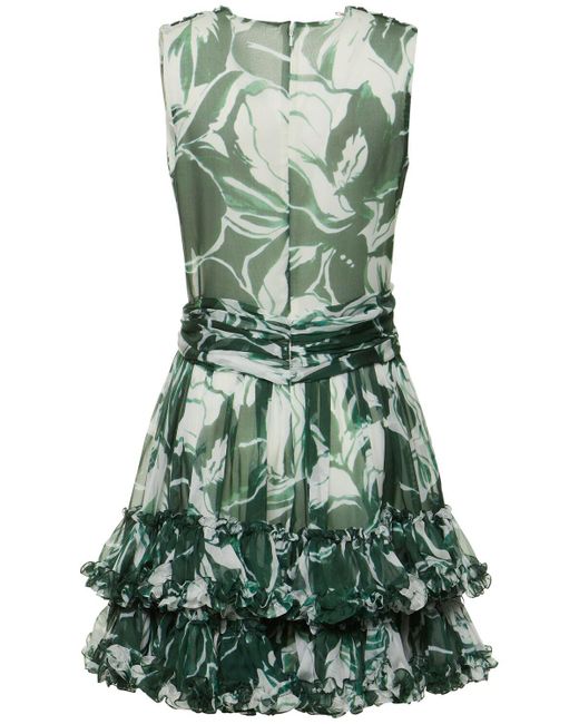 Costarellos Green Marguerite Cutout Printed Chiffon Dress