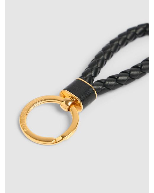 Bottega Veneta Black Intreccio Leather Key Ring
