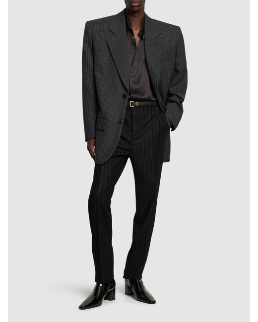Saint Laurent Black Pinstriped Wool Jacket for men