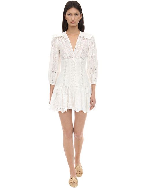 Zimmermann White Corset Cotton Lace Mini Dress