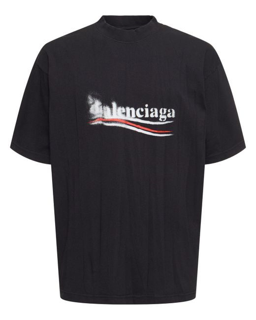 Balenciaga Black Political Stencil Logo Cotton T-shirt for men