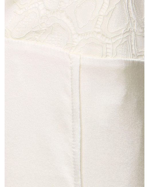 Robe longue en soie stretch et dentelle Forte Forte en coloris White