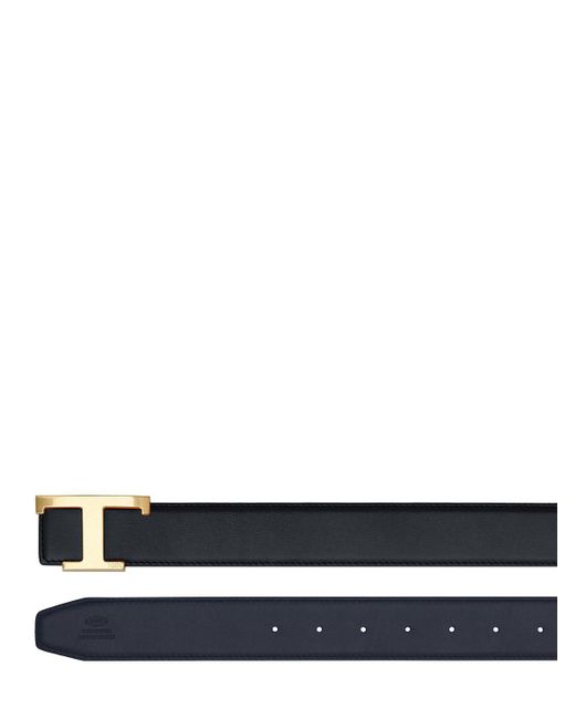 Tod's Blue 3.5cm Reversible Logo Leather Belt for men