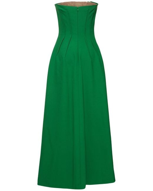 Elie Saab Green Pleated Cady Midi Dress