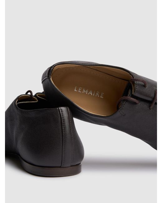 Lemaire Black 10mm Hohe Schnürschuhe Aus Leder "souris"