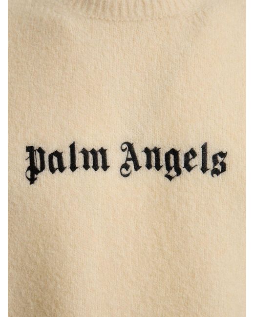 Palm Angels Wolllmischpullover Mit Logo in Natural für Herren