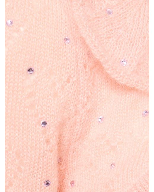 Boléro court en maille de mohair avec clous Alessandra Rich en coloris Pink