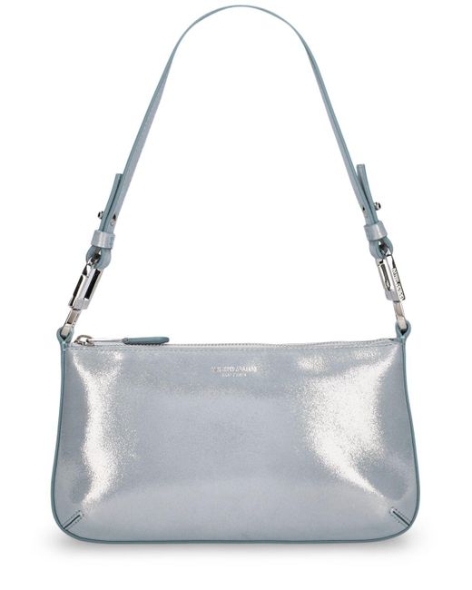 Giorgio Armani Gray Small Shiny Leather Shoulder Bag
