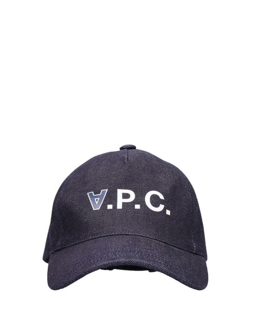 A.P.C. Logo Print Cotton Denim Baseball Cap in Dark Blue (Blue) for Men