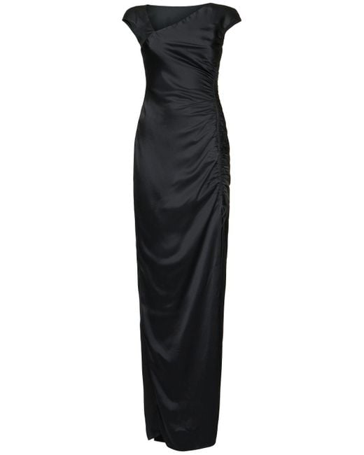 Del Core Black Langes Kleid Aus Enverssatin