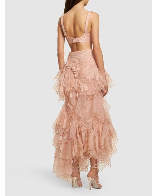 Gonna lvr exclusive in tulle floccato di Zimmermann in Pink