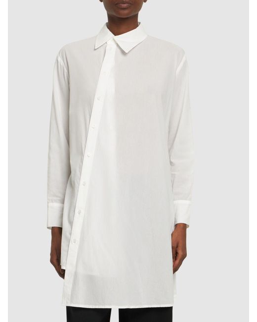 Camicia asimmetrica in voile di cotone di Yohji Yamamoto in White