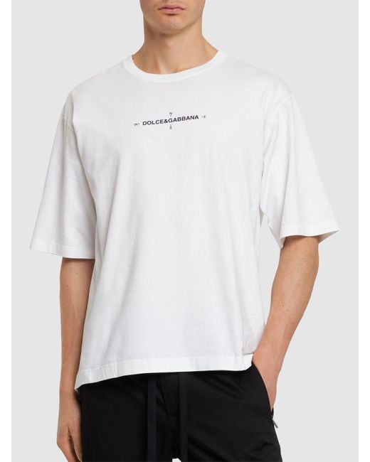 T-shirt oversize in jersey di cotone di Dolce & Gabbana in White da Uomo