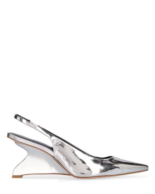 Reformation White 75mm Westlyn Mirror Leather Wedges