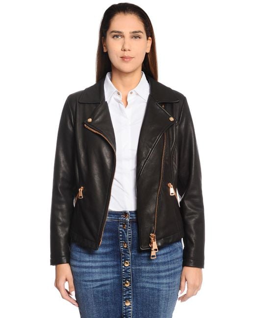 Marina Rinaldi Black Leather Biker Jacket